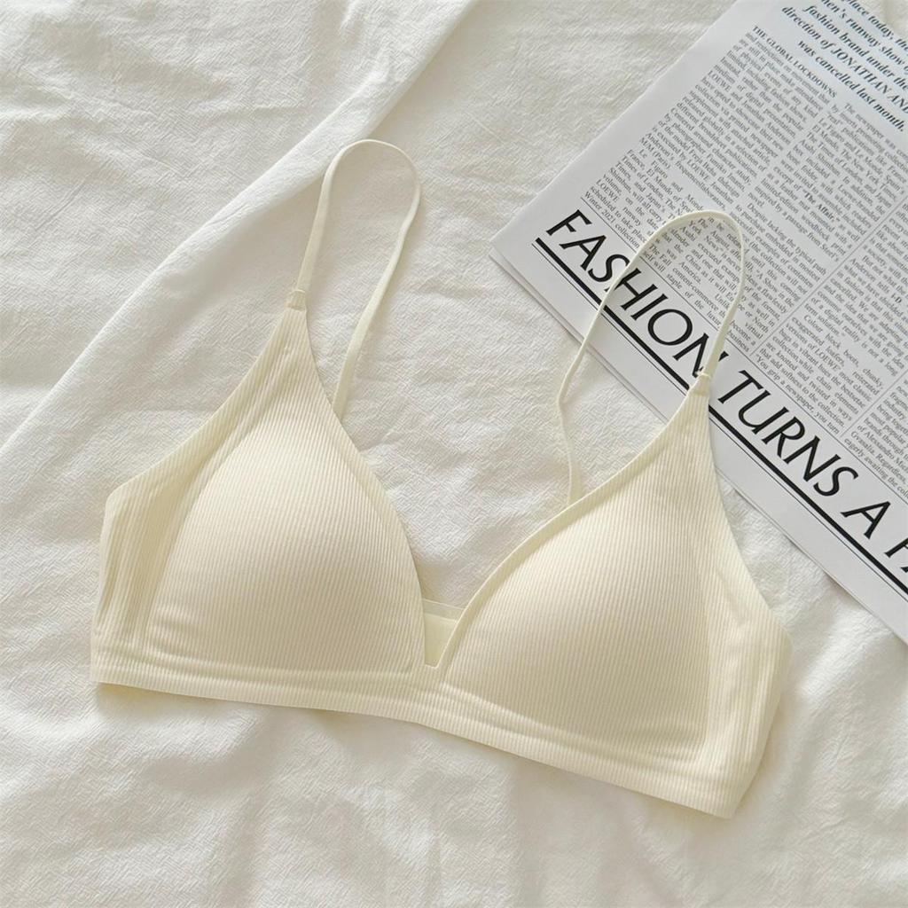Kang Hou Original Thin Strap French Style Deep V Triangle Bra for Small Chests - Comfortable, Light Summer Wear