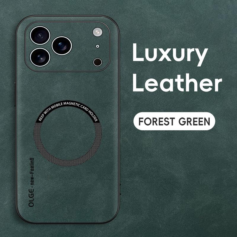 

Magnetic Leather Case For iPhone 17 Pro Max Air 16 15 Pro For Magsafe Wireless Charge Soft Edge Hard Phone Cover For iPhone 17 iPhone17 Pro