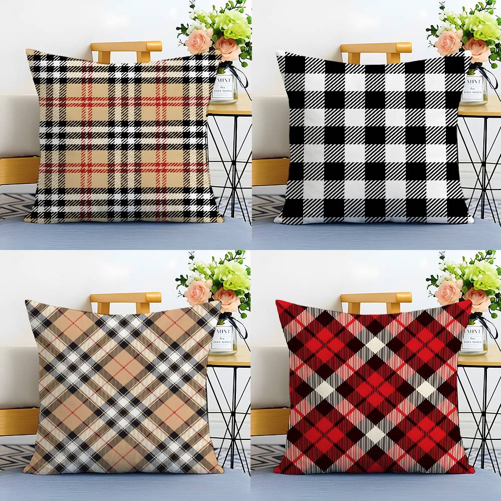 Elegant and Simple Home Plaid Pattern Pillow Case Printing Pillowcase Living Room Sofa Cushion Cover Bedroom Room Decor