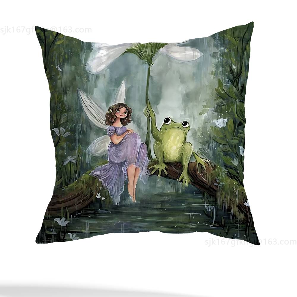 Vintage Frog Fairy pillow cover living room sofa cushion cover bedroom room bed pillow cover home decoration