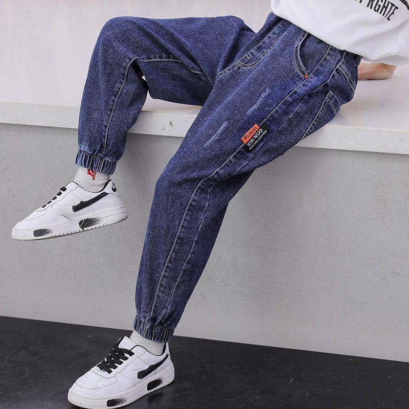 

Модні Джинси з Літерами для Хлопчиків Весна Осінь Дитячі Джинсові Штани Повсякденний Одяг для Хлопчика-Підлітка Вільні Спортивні Штани для 5-12 Років 140