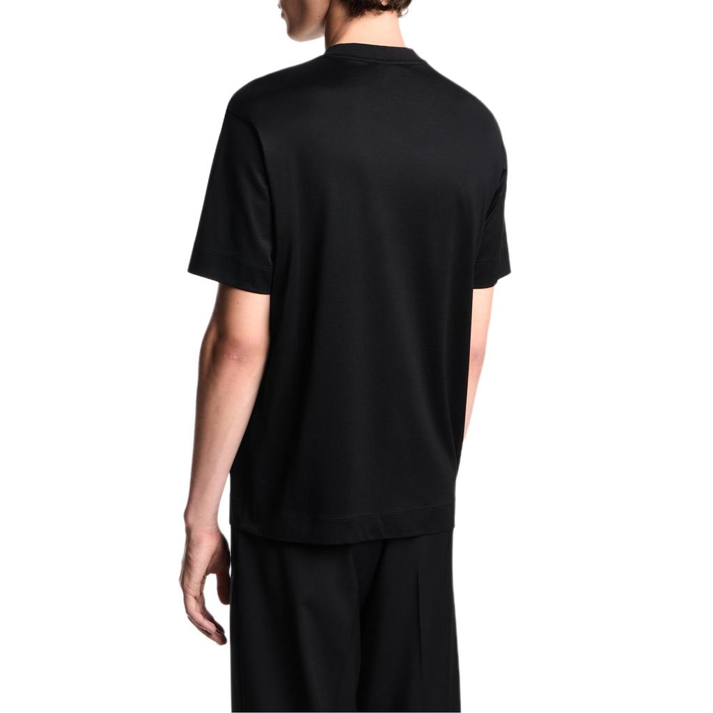 Emporio Armani FW25 Eagle Embroidered Lyocell Blend Knit Solid Color Crew Neck T-Shirt Men Tops EM002835-AF10761-UC001