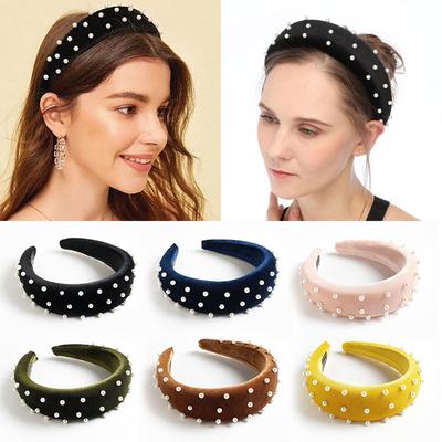 Vítr, Sametová houba Perlová čelenka Zlatý samet Jednobarevná Dámská čelenka