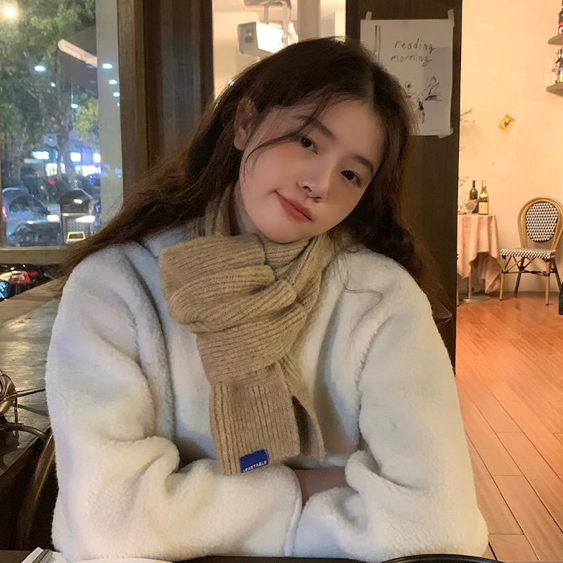 1Pieces Cross Short Scarf For Women Winter Warm Wool Knitted Scarf Student Korean Style Mountaineering Scarf