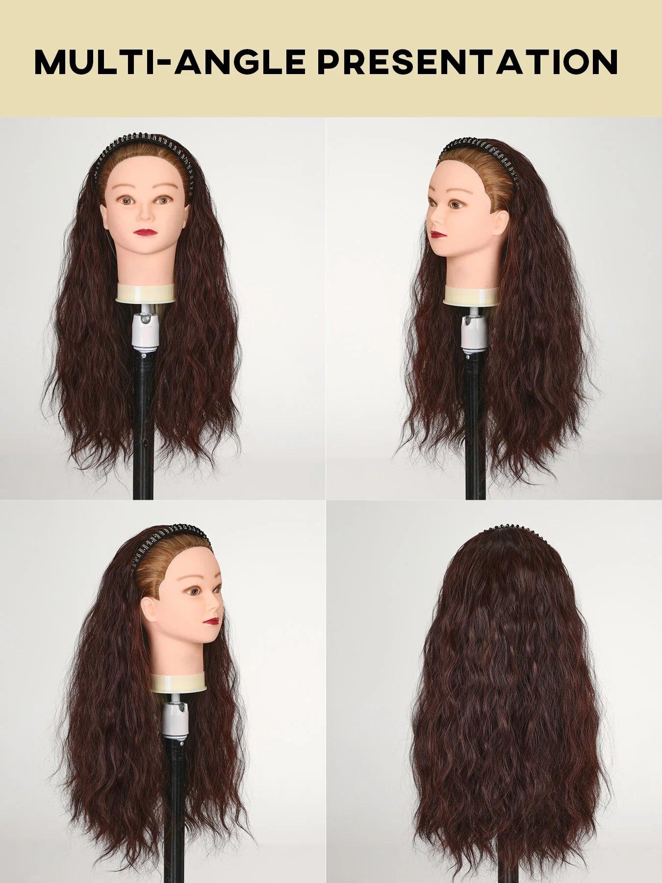 

24-дюймовый парик с повязкой на голову, длинный волнистый парик с обручем, цельный синтетический парик, для начинающих, для повседневного использования, для косплея, парики для женщин