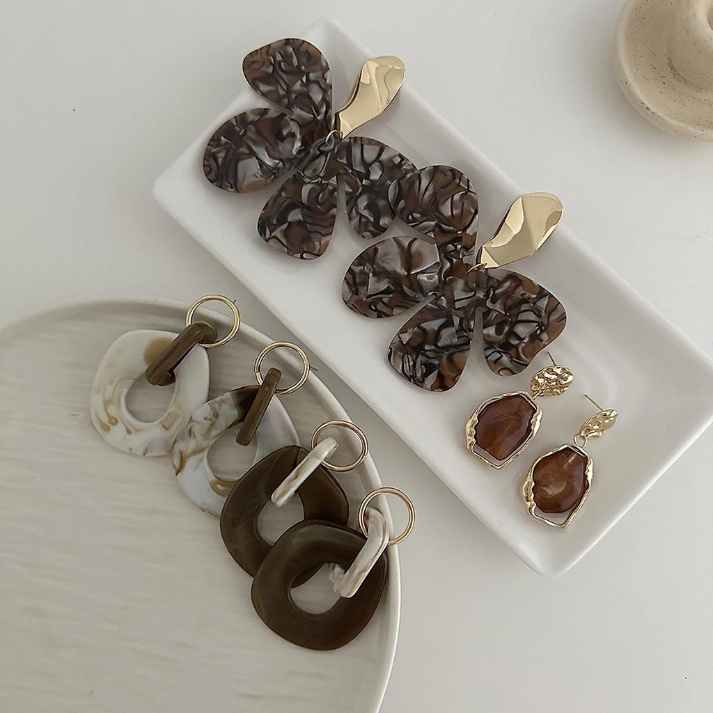 Salircon 4 Style Vintage Leopard Print Acrylic Petal Drop Earrings Women 2026 New Trend Charm Piercing Earring Jewelry Accessory