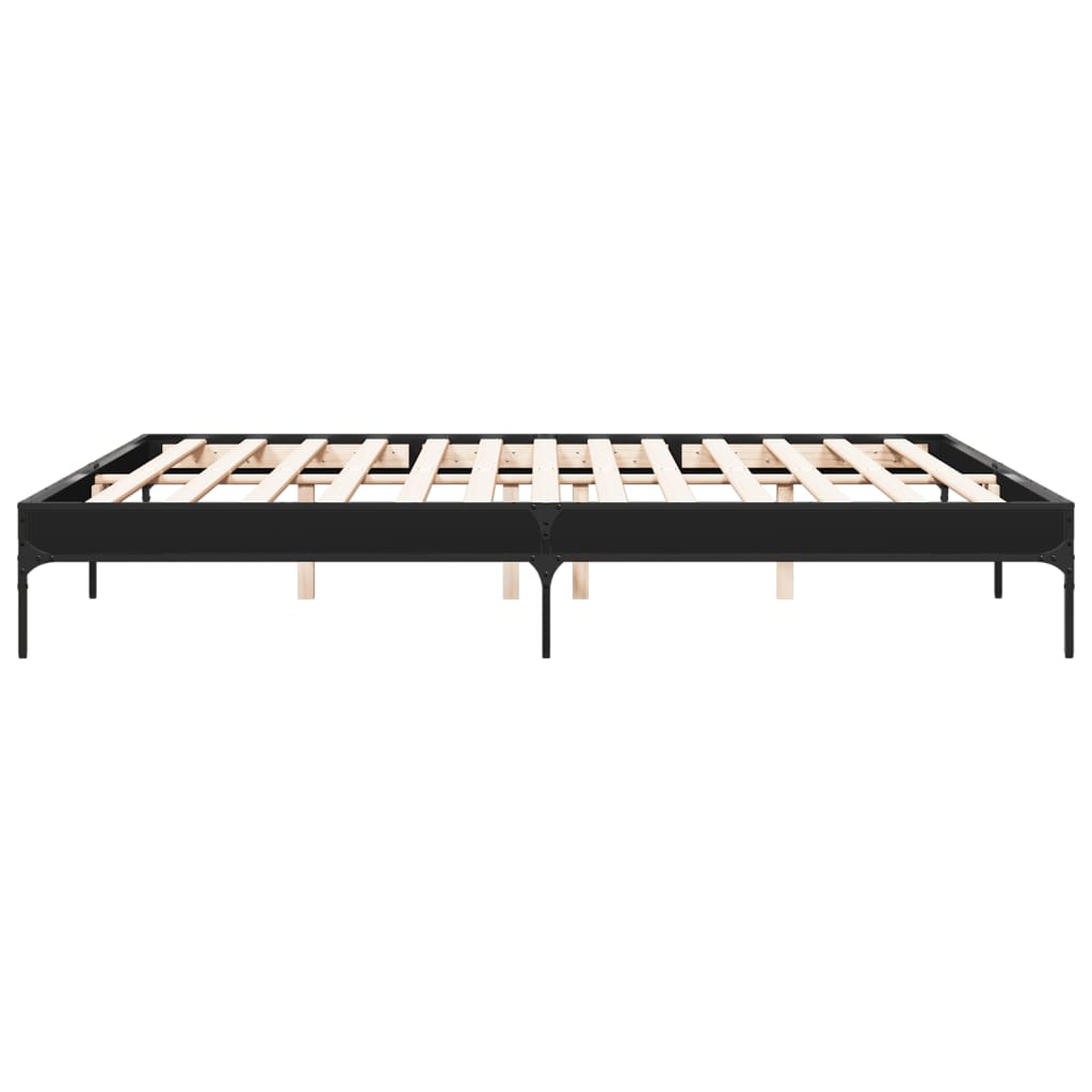 Bed Frame Black 200x200 cm Particleboard and Metal