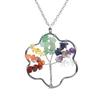 Silver Winding Flower Tree Of Life Necklace Gravel Crystal Pendant N72