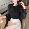 French High-end Sequin Bow Shirt Women's New Spring Unique Apricot Chiffon Top