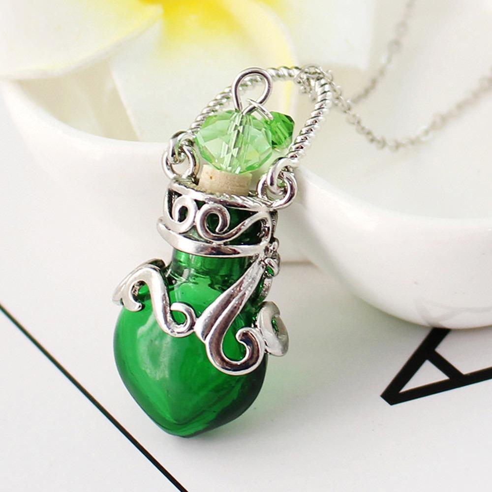 

Glass Vial Wishing Bottle Pendant Multicolor Perfume Bottle Necklaces Perfume Vial Necklace Gift зелёный