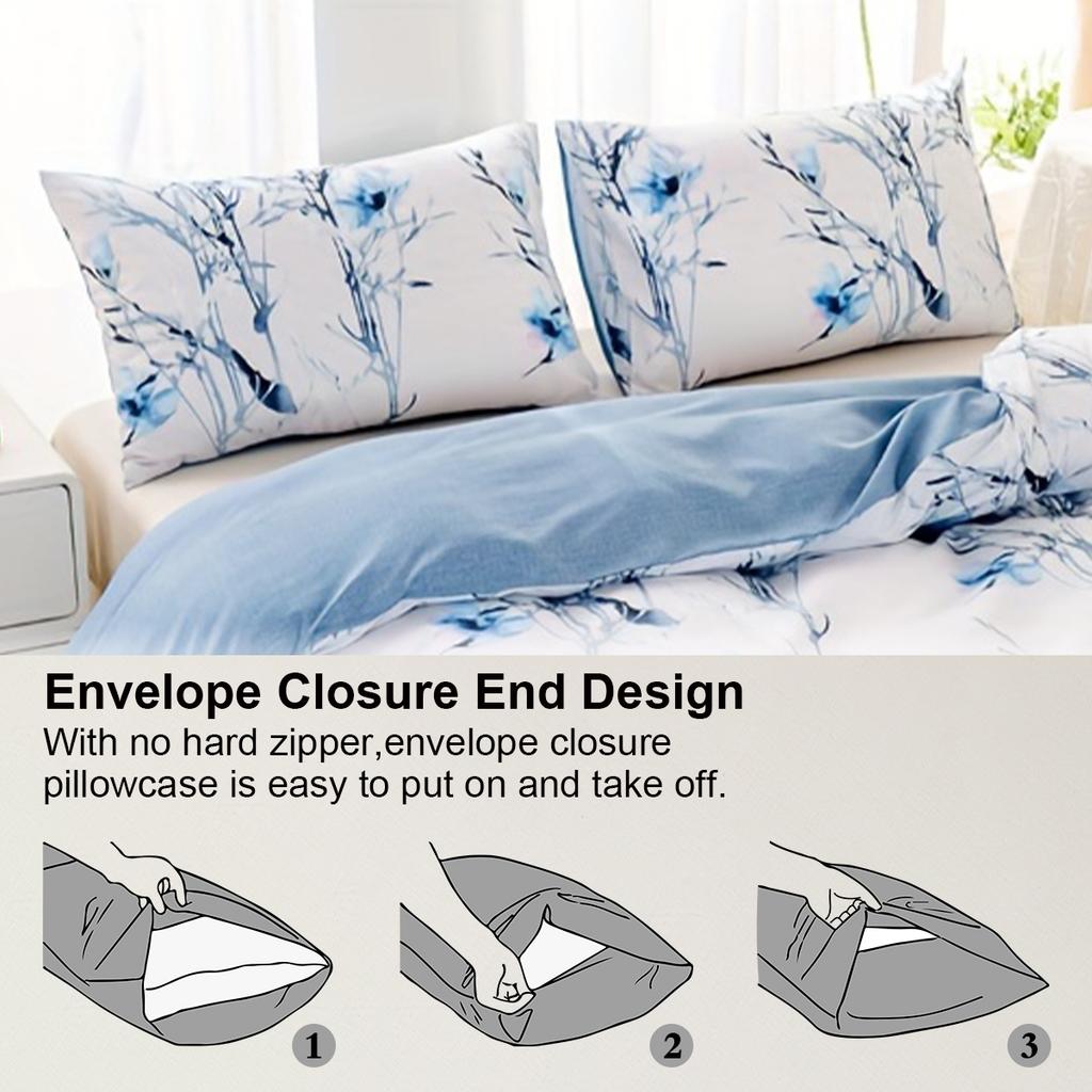 3pcs/set Leaf Floral Pattern Duvet Cover Set(1 Duvet Cover & 2 PillowcaseSoft And Skin-Friendly Duvet Cover Bedding Set