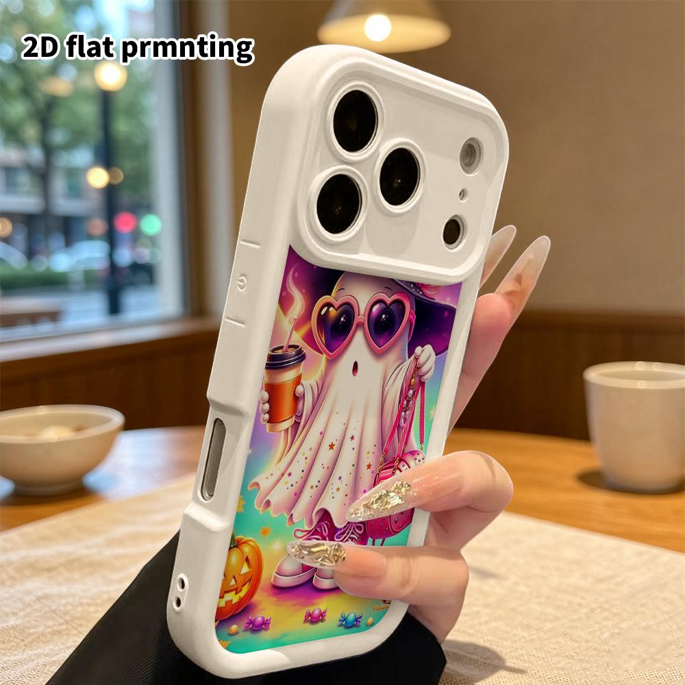 Phone Case: 2D flat, suitable for iPhone 18, 17, 16, 15, 14, 13 Pro protective cases, stylish ghost fashion, perfect Christmas and Halloween holiday g