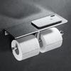 Chrome Double Toilet Paper Holder with Storage Shelf