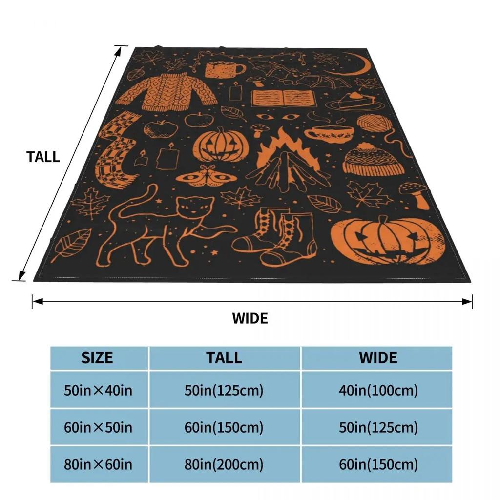 Nopți de toamnă Pături de Halloween Decor de flanel Dovleac Multifuncțional Pătură ultra-moale pentru așternut Cuvertură de dormitor
