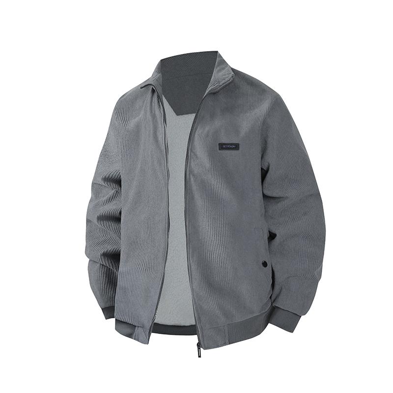 

Однотонный кардиган на молнии с лацканами, мужская куртка, мужской свободный топ L серый