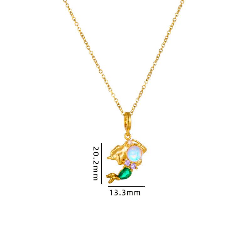 Sweet Exquisite Magic Fairy Elf Natural Rainbow Opal Zircon Pendant Necklace for Women Girl Fashion Lucky Charm Jewelry Gifts