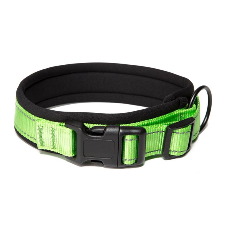 Classic Nylon Dog Collar, Adjustable Reflective Pet Collar with Submersible Padding & D-Ring Outdoor Dog Walking for Small and Large Dog