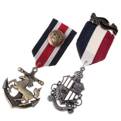 2 חתיכות לשני המינים וינטג' בסגנון חיל הים תכשיטי סיכת סיכת דש מדליית חליפה בסגנון חיל הים