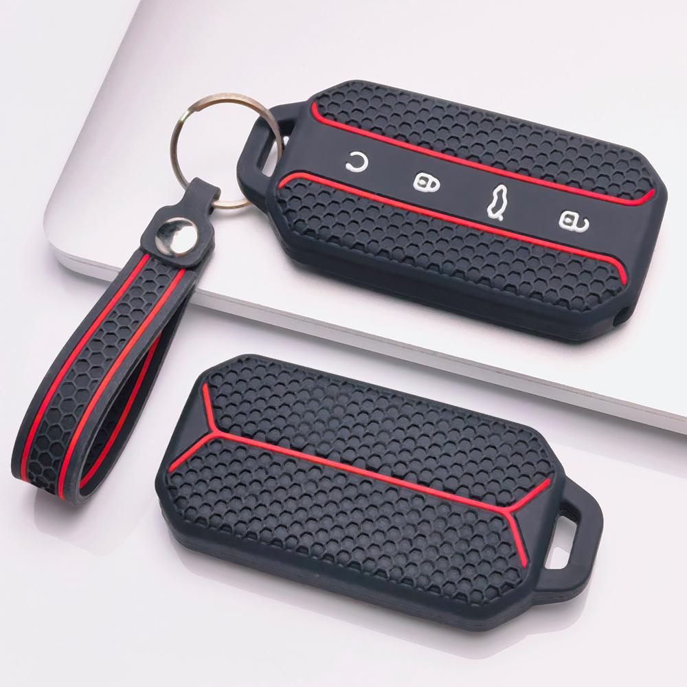 Smart Remote Key Shell Protector for Chery Jaecoo 5 J5 J7 Tiggo 9 Arrizo 8 with Keychain Honeycomb Texture Racing Stripe Remote Key Case Protector