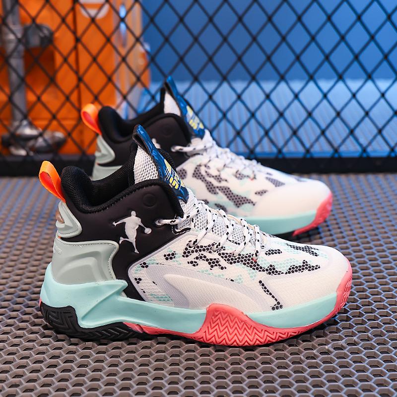 Klassische High-Top-Basketballschuhe Kinder-Trainer Atmungsaktives Mesh Basketballstiefel Jungen Outdoor Rutschfest Kinder-Sportschuhe