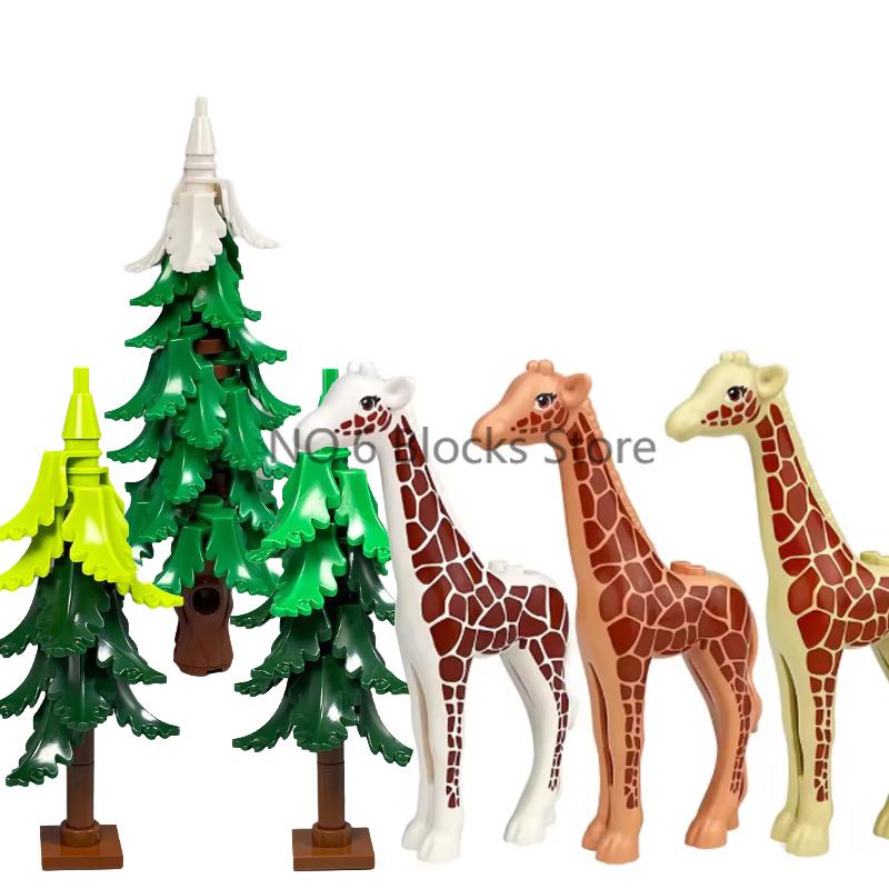 MOC Animali Blocchi da Costruzione Zoo della Foresta Tigre dai Denti a Sciabola Orso Alce Elefante Aquila Squalo Scimmia Leone Giocattolo Mini Mattoncino Regalo per Bambino S09