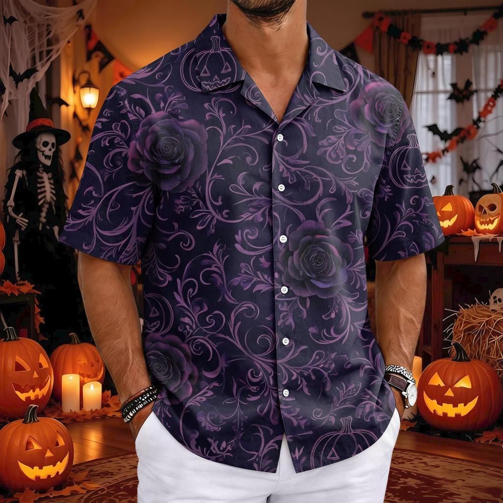 Men's Casual Cuban Collar Short Sleeve Shirt for Summer Basic
