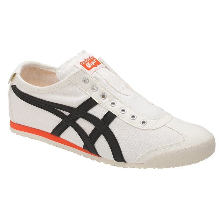 ONITSUKA TIGER Mexico 66 Sports Round Toe Lace-Up Non-Slip Wear-Resistant Low-Top Casual Shoes Unisex Sneaker White Black Orange D3K0N-0090