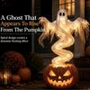 Decoraciones de Halloween para Exteriores Figuras de Resina para Césped Fantasma Giratorio de Halloween Calabaza Lámpara de Jardín Estatua Espeluznante con LED Cálido para Otoño