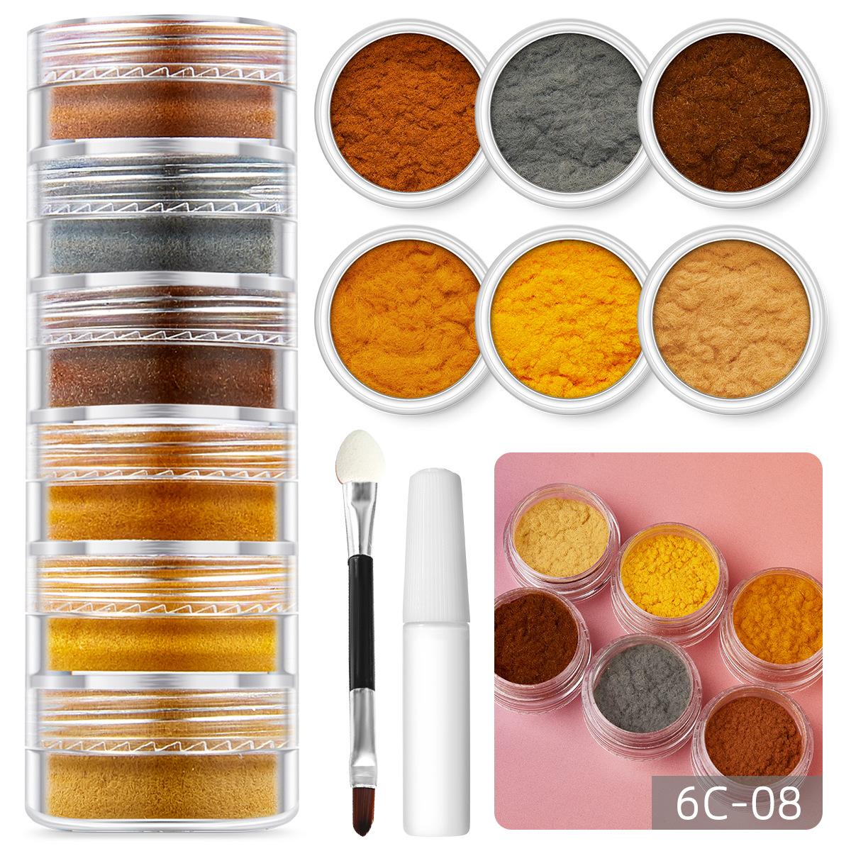 

Украшения для дизайна ногтей, разноцветные, 6 цветов, бархат, шерсть, плюш, пудра, флокированный клей, набор инструментов для самостоятельного создания украшений opp bag