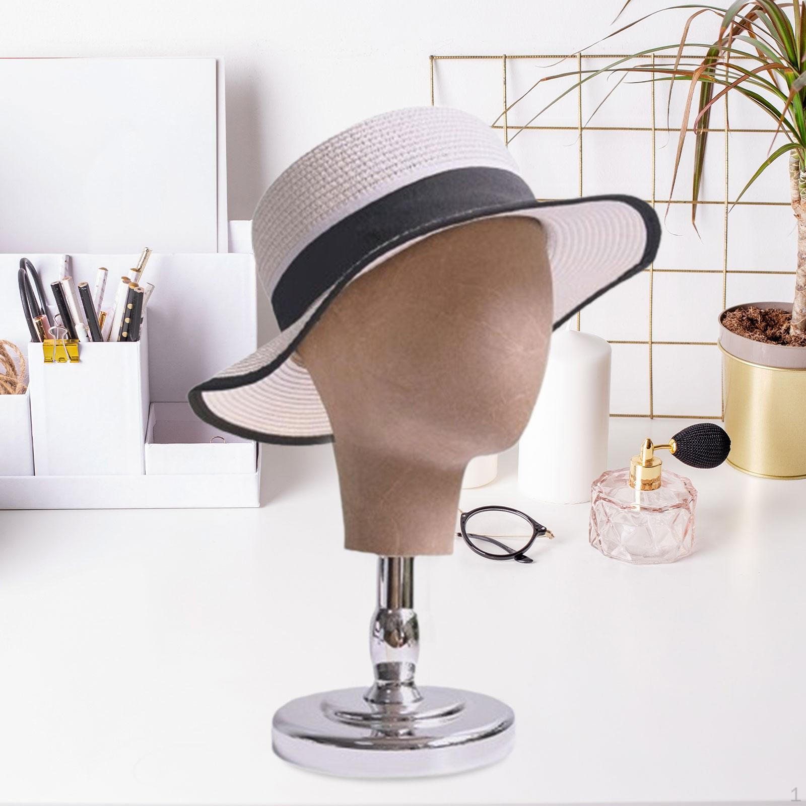 

Cap Display Rack Wig Head Holder Mannequin Stand for Hats with Detachable Headdress Argent
