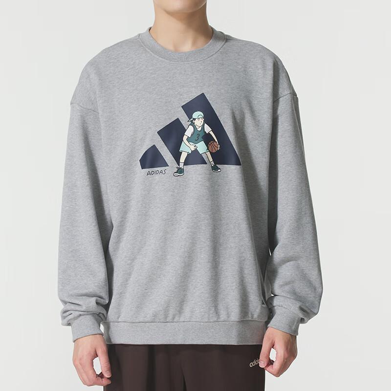 adidas Men's GFX Sports Crew Neck Sweatshirt Grey KC5323