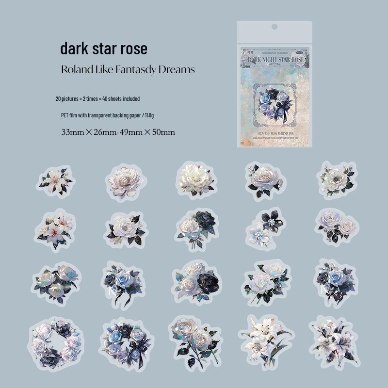 Flower Fantasy Illustration PET Sticker Pack: 40 Decorative Sheets for Journals & Collages