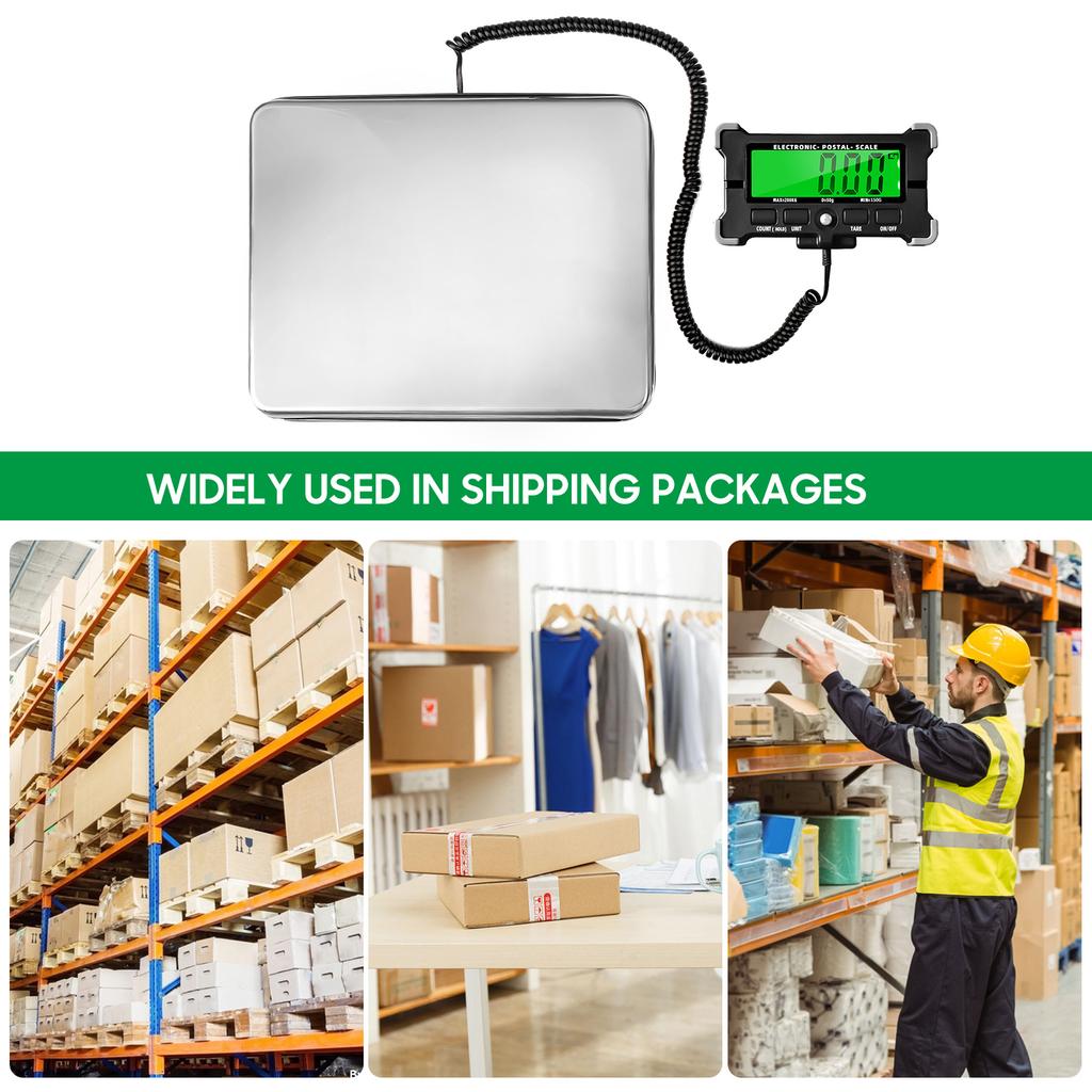 440 Lbs Electronic Postal Scale 0.05kg Precision Integrated Stainless Steel Digital Scale with LCD Backlight Display Shipping