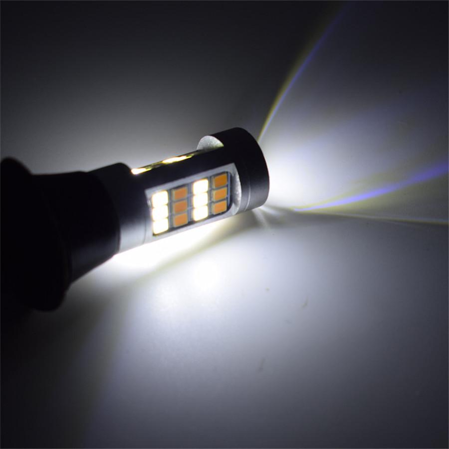 2Pcs 12V 1156 7506 BAU15S Amber-White Switchback Car LED DRL Turn Signal Lights