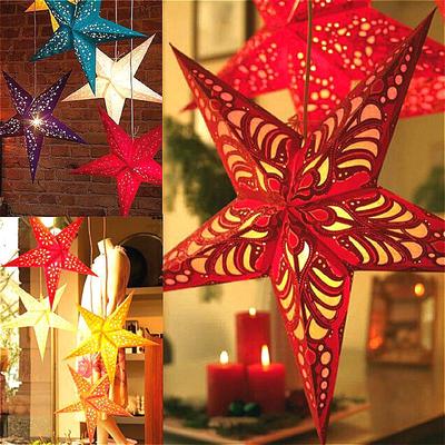Christmas Tree Pentagram Lampshade Star Paper Hanging Xmas Wedding Decor CDN