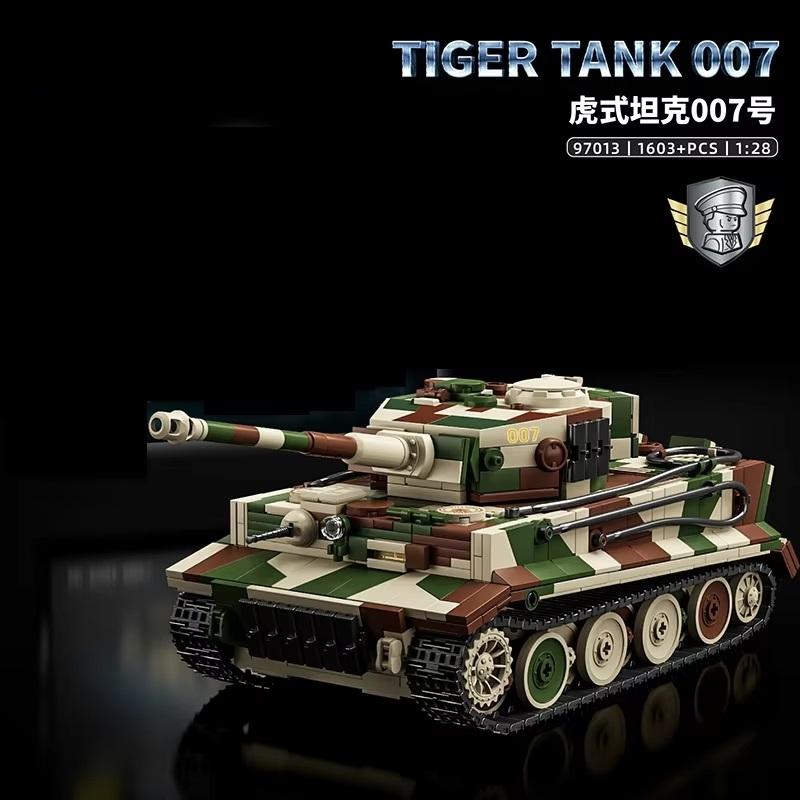 Tiger Tank 007 Camouflage Edition Collectible Building Blocks 1603pcs Military Vehicle Model Educational Toy 97013