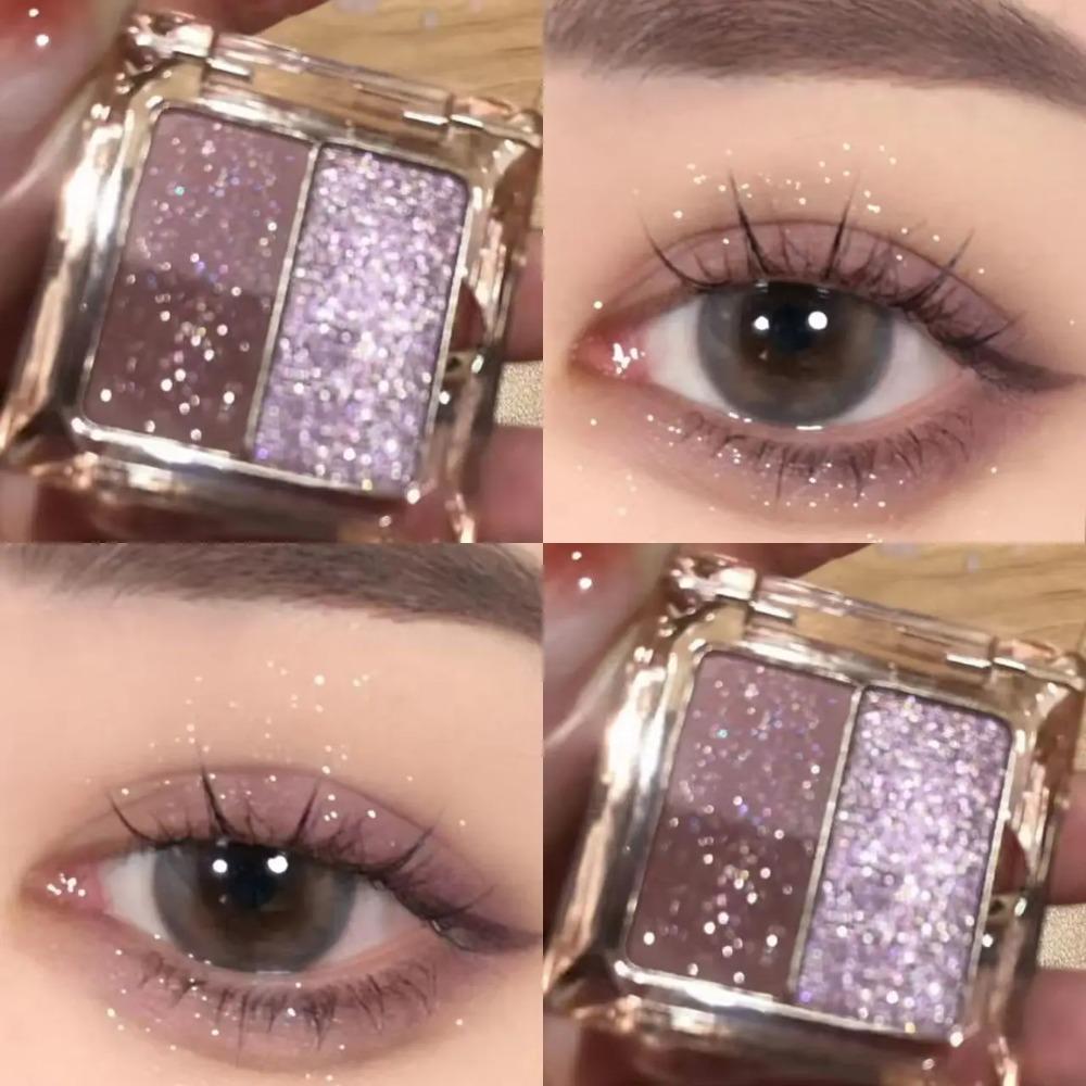 Ice Grape Pink Purple Eyeshadow Palette Glitter Pearl Shimmer Brightening for Student Fair Skin Portable Gift Set