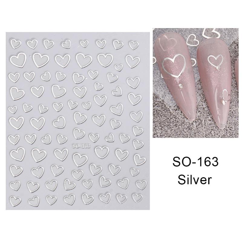 New Love Nail Art Stickers Metal Love Bronzing Rose Gold Faux Mirror Powder Love Nail Stickers