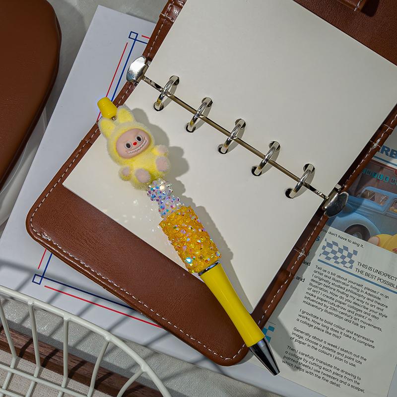 1 stk Flocking Labubu Kawaii Perlekjede Penner Søt Tegneserie Kulepenn Student Skrivesaker Kontorrekvisita Gaver