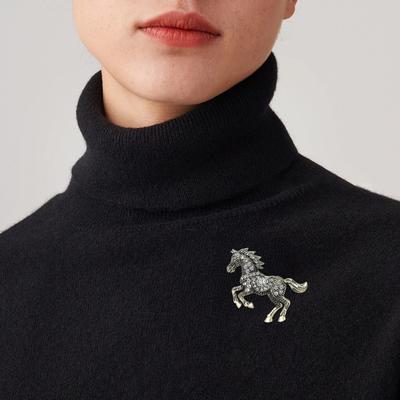 Vintage Strass Pferde Brosche Legierung Laufendes Pferd Anstecknadel Pullover Strickjacke Mantel Business Anzug Dekoration Männer Frauen Bekleidungszubehör