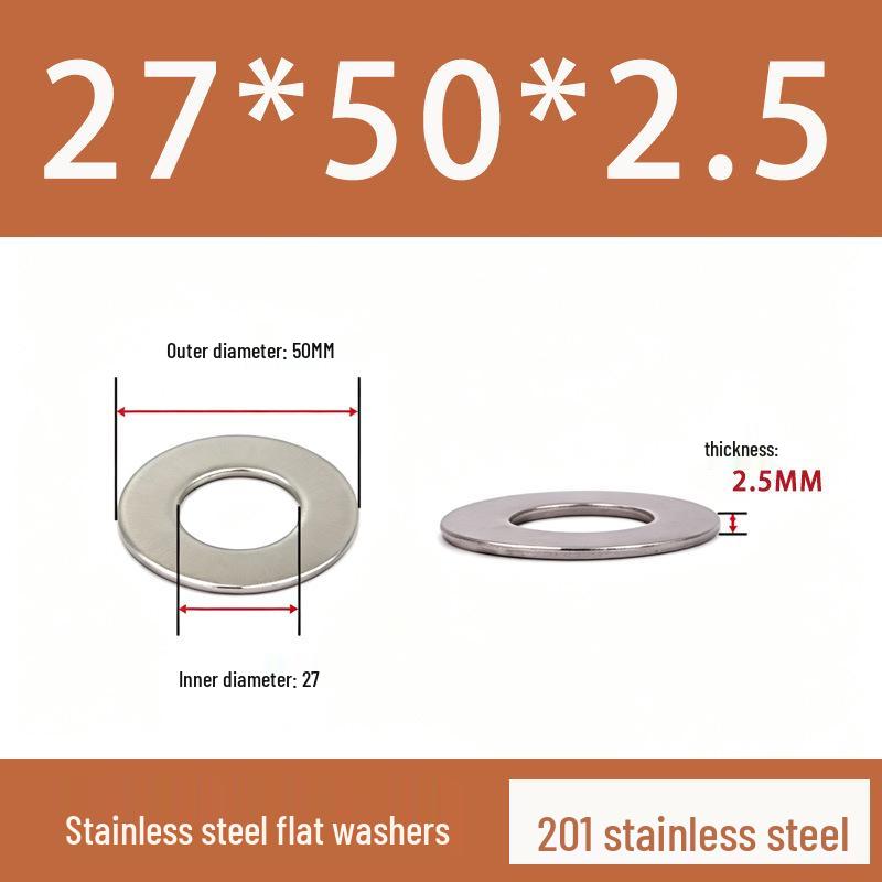 201 Stainless Steel Rust-proof Flat Washer - National Standard Hardware Fasteners with Complete Specifications, In Stock.