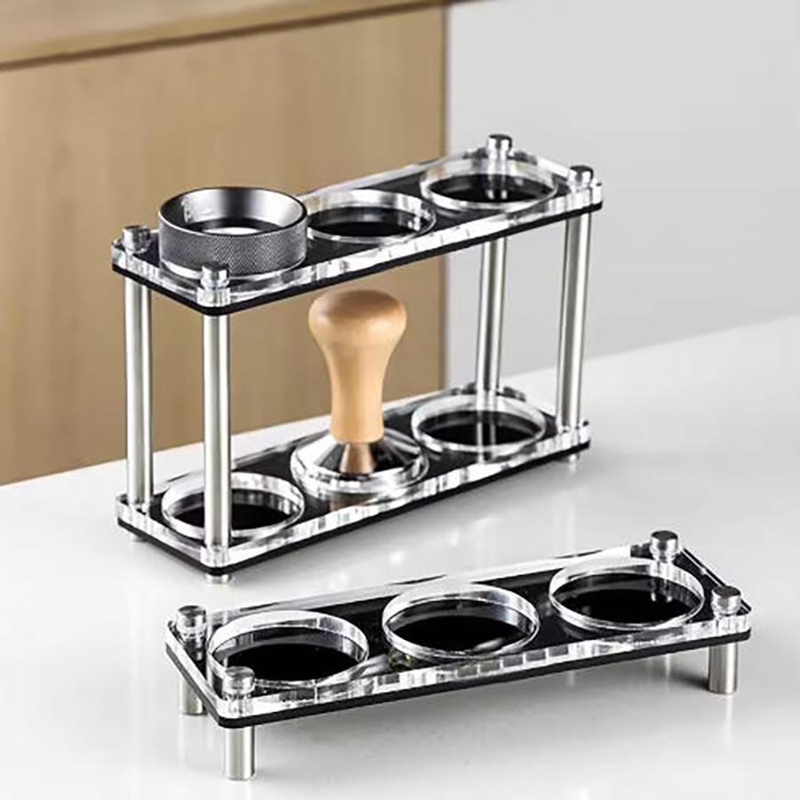 Acrylic Coffee Utensil Storage Rack Coffee Tool Storage Rack Stable Tamper Base Double-layer Acrylic Holder for Home Restaurant