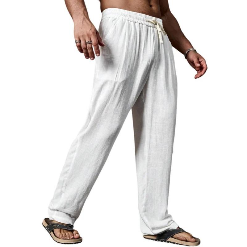 New Summer Breathable Cotton and Linen Men's Trousers Loose and Comfortable Casual Sports Linen Straight Pants
