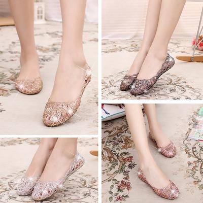 Women's Casual Shoes Jelly Hollow Out Flat Heel Sandals Flip Flops
