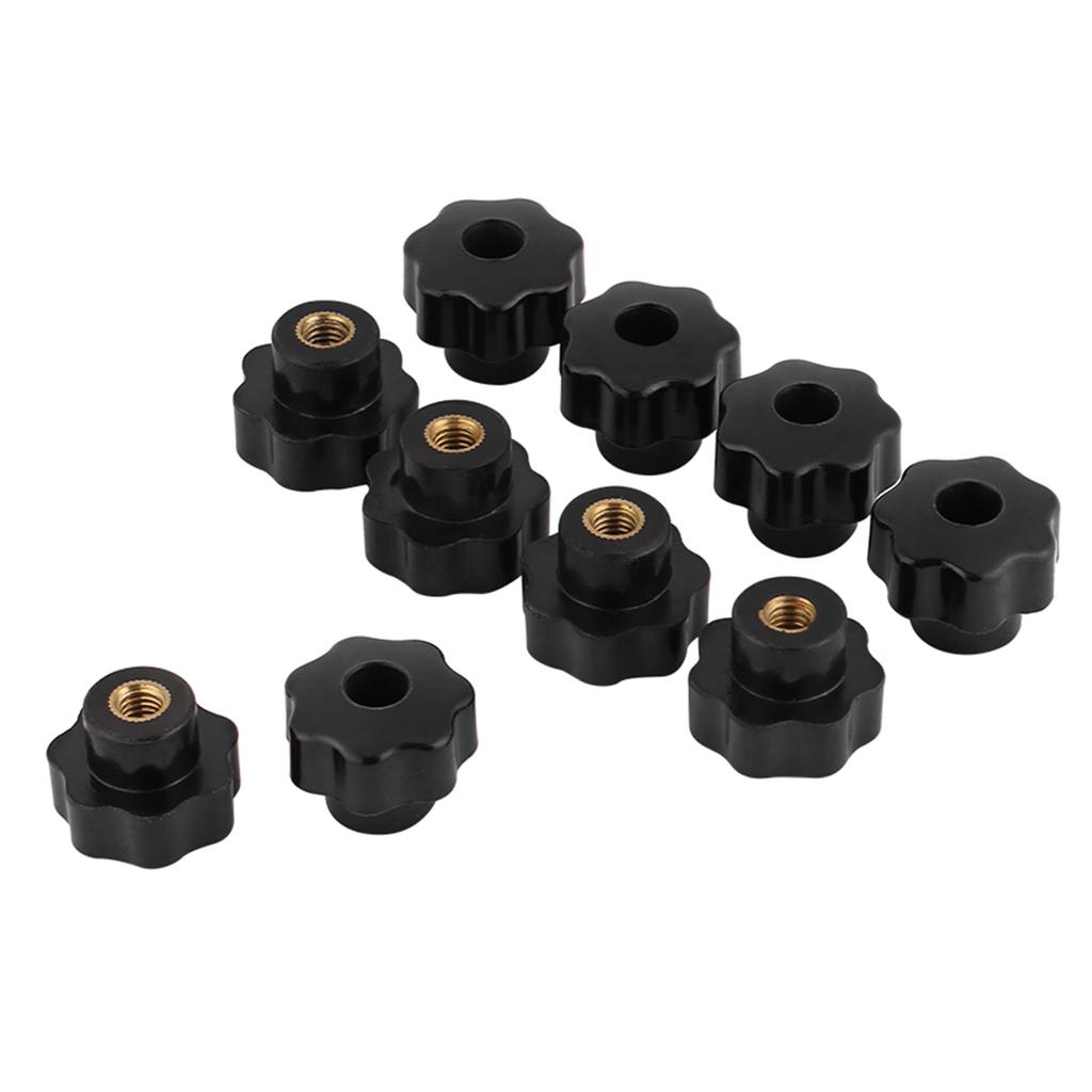 10pcs Universal Black Color Plastic Round Shape Knob Handle M6*25 for Machine Tool