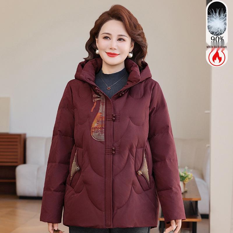 

Women s Winter Hooded Down Jacket - Warm White Duck Down Coat for Middle-Aged and Elderly Moms XL (recommended 80-95 jin)