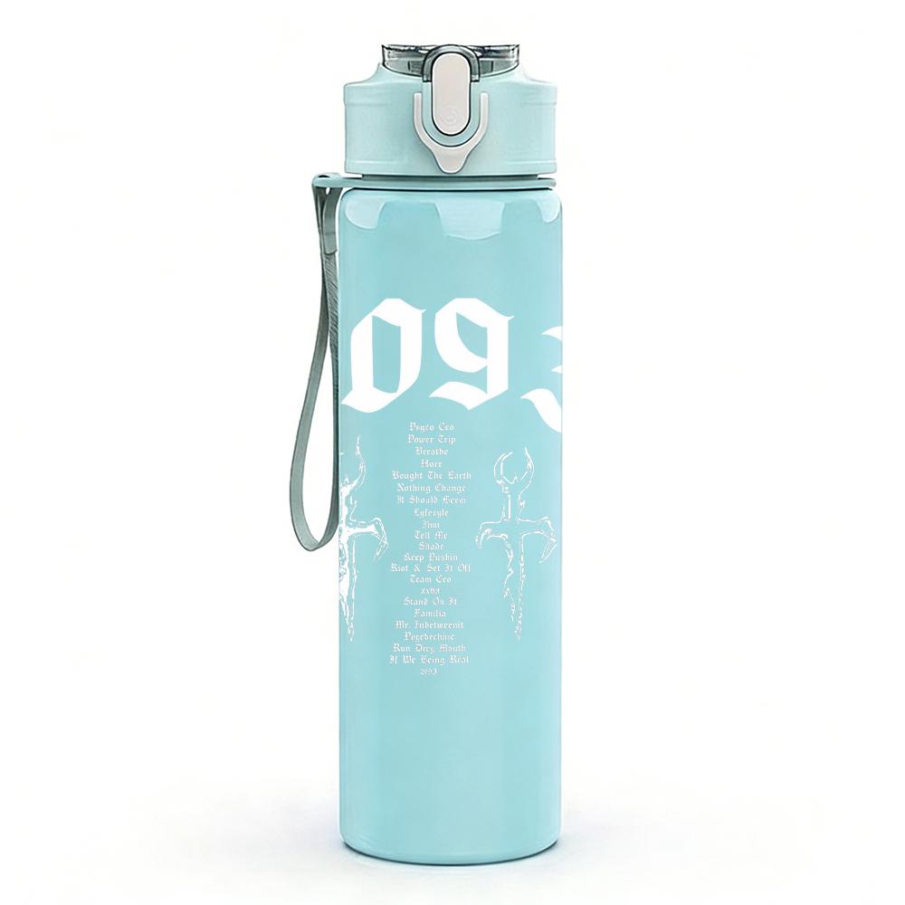 1PC Blank pale white empty faded print 750ml colorful plastic sports water bottle leakproof pop up lid with straw for outdoor work home use