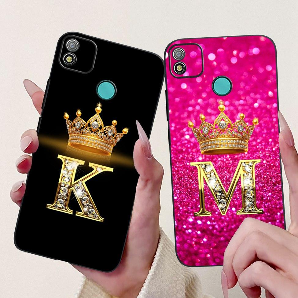 6.0" For Techno Pop4 BC2c BC1s Back Cover For Tecno Pop 4 Case Black Luxury A-Z Letters Fashion Soft TPU Bumper Funda Coque