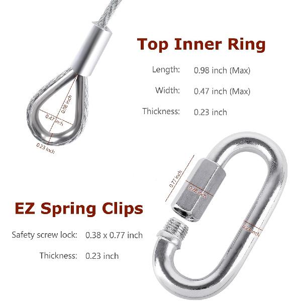 2Pcs Lift Cable Compatible With Gorilla Lift Trailer Gate Assist With EZ Spring Clips, With 4Pcs Aluminum Alloy Rollers P Washers, Fit For Open