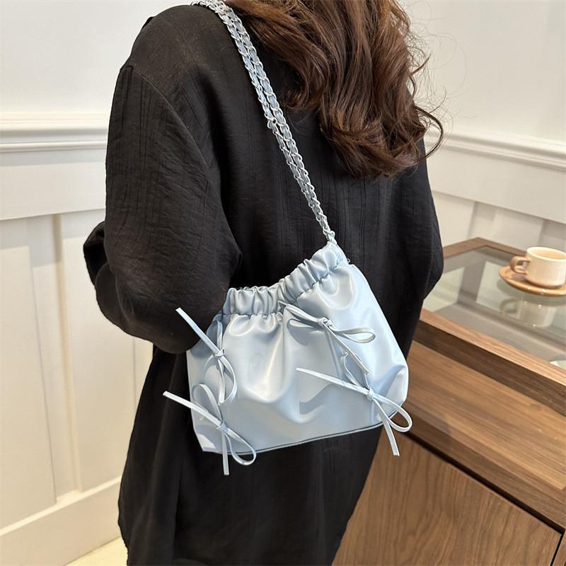Small Chain Shoulder Crossbody Bag 2024 New Spring Korean Style Street Chic Pu Bucket Bag